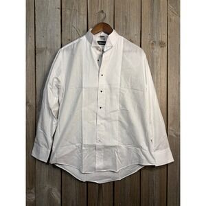 Edwards Mens White Wing Tip Collar Pleated Bib Tuxedo Dress Shirt 15-15.5 32/33